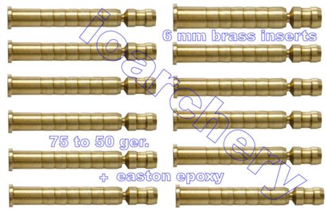 Easton Archery Brass 6mm H Diameter Inserts Rps 8 32 50 75gr