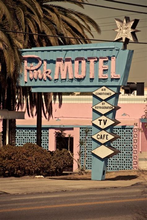 Palm Breezy Pink Motel Neon Retro Vintage