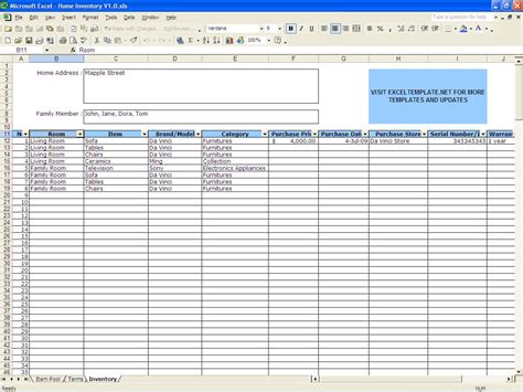 Inventory Worksheet Excel