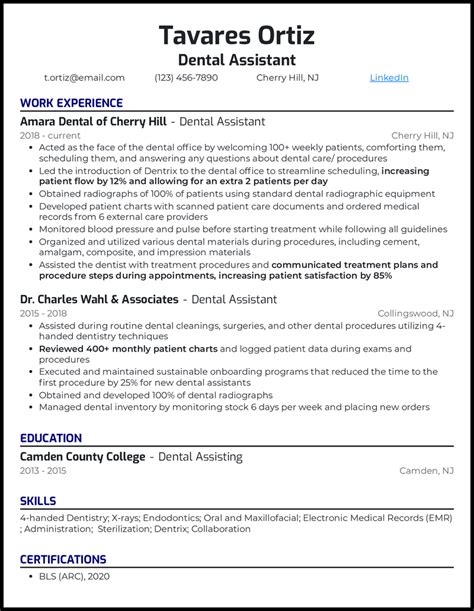 13 Dental Assistant Resume Examples That Work In 2023