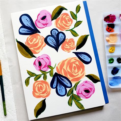 How to Create a Folk-inspired Floral Painting in Gouache