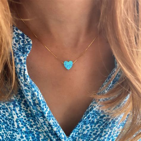 Blue Opal Necklace By Asana Genuine Opal Heart Necklace