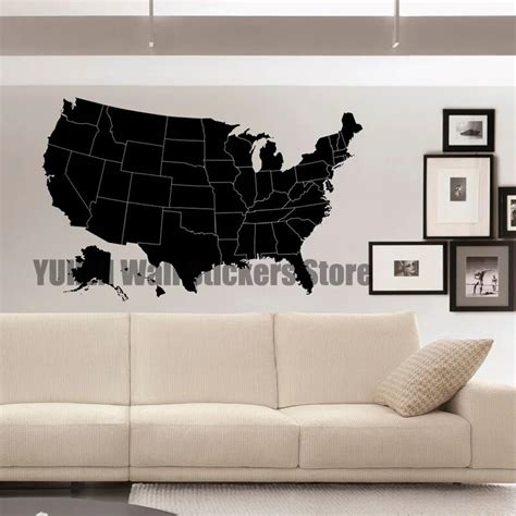 Us Map Wall Decals Geographic Vinyl Stickers United States Map Wall