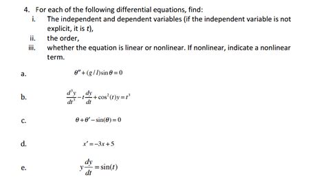 Solved For Each Of The Following Differential Equations