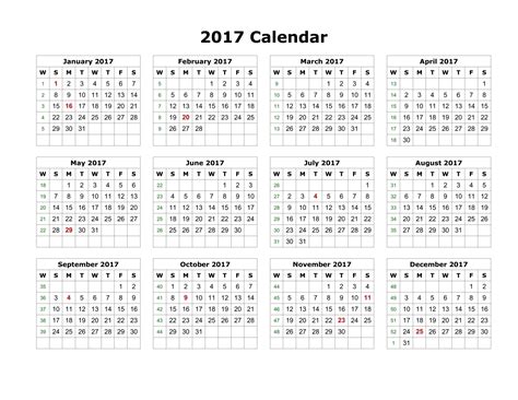Printable Calender Editable Template Calendar 2017