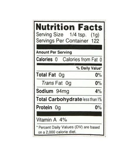 Low Sodium Food Label