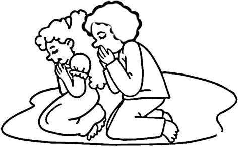 Children Praying Coloring Page Colouringpages