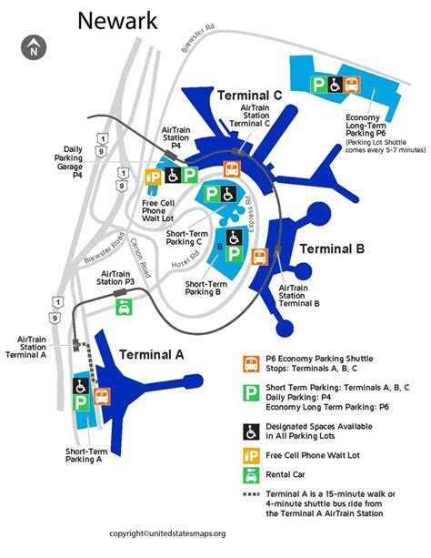 Newark Airport Map Map Of Newark Airport With Terminals
