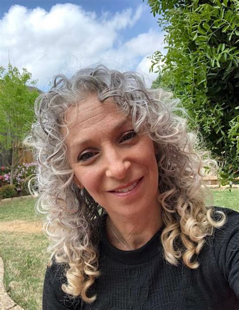 Going Gray Gracefully Aging Gracefully Curly Hair With Bangs Curly Hair Styles Silver Hair