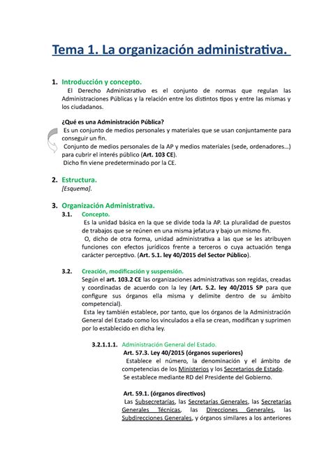 Estructuras Y Organizaci N Administrativa Age Tema La