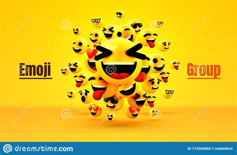 Emoji Group Yellow Winking Face Funny Cartoon Emoticon Icon 3d