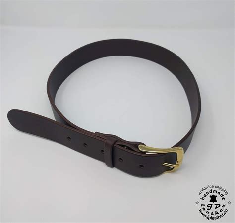 Handmade Brown Fullgrain Vegetable Tanned Cowhide Leather Belt 38mm 1 5 3 5 4 Mm Thick