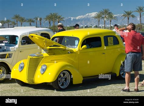 Yellow Hot Rod Custom American Antique Hot Rod Muscle Car Car Show Collectors Rare Vintage