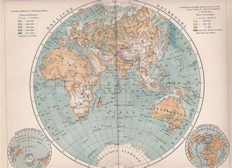 1898 Eastern Hemisphere Of The Earth Asia Africa Europe Etsy