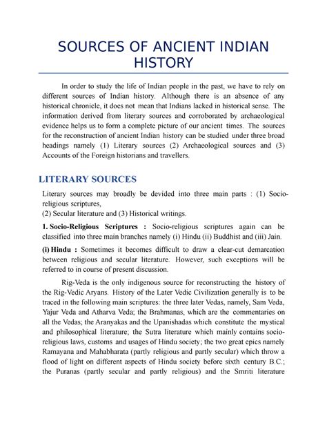 Sources Of Ancient Indian History Sources Of Ancient Indian History
