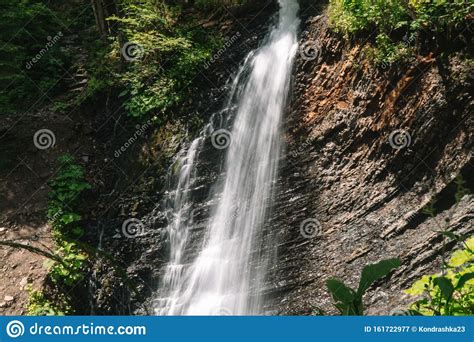 Beautiful Waterfall In Summer A Fast Waterfall Stock Image Image Of