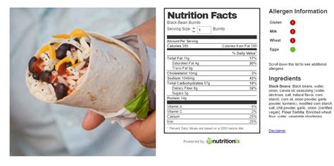 32 Taco Bell Nutrition Label Labels Database 2020