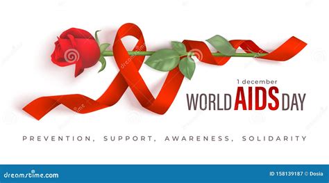 Red Ribbon Of The World Aids Day Vector Banner Stock Vector