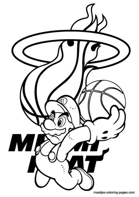 Super mario coloring pages for kids: Mario In Miami Heat Coloring Pages Free Printable | Super ...