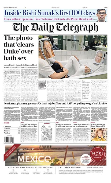 Daily Telegraph Front Page 28th Of January 2023 Tomorrows Papers Today