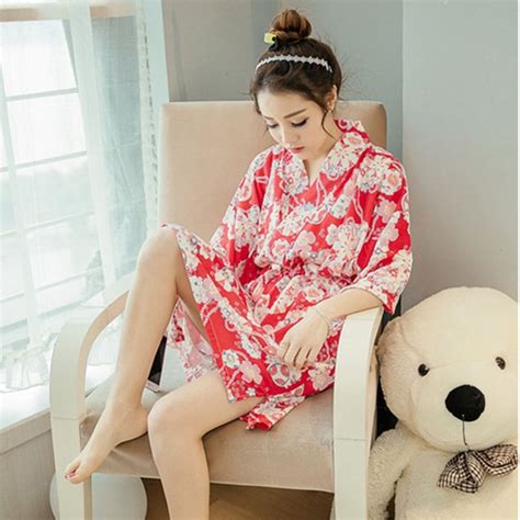 Japanese Kimono Style Nightgown Cotton Women Maternity Dress Bathrobe