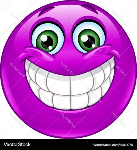 Purple Big Smile Emoticon Royalty Free Vector Image