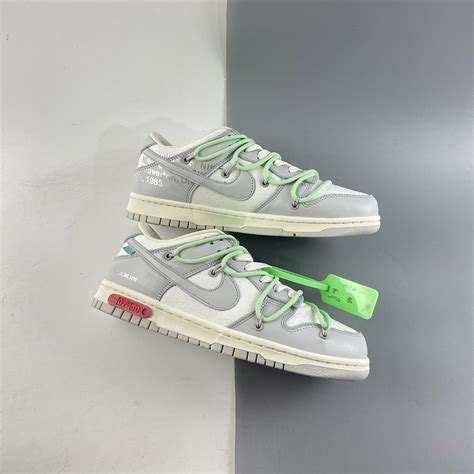 Off White X Nike Dunk Low 07 To 50 Grey White Green For Sale The
