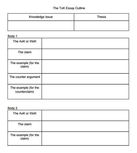 You can use the template to foster discussions around key points or to create a summary timeline of a strategic plan. 9+ Essay outline templates - Word Excel PDF Formats