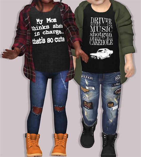 Chisami Plaid Accessory Shirt For Toddlers Lumy Sims Sims 4