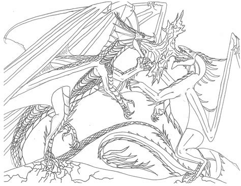 Coloring Pages Of Dragons Fighting Coloringpages2019
