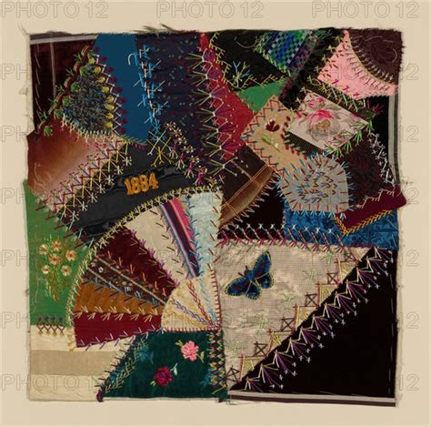 Fragment From Bedcover Crazy Quilt Block United States 1884