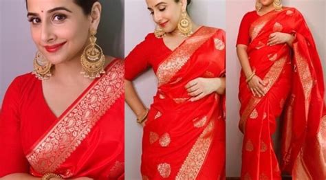 Vidya Balan Stuns In A Red Silk Saree Fashionworldhub