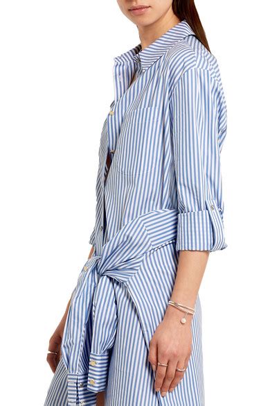 Topshop Unique Dorney Striped Cotton Poplin Shirt Dress Net A