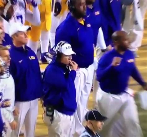 Lsu Tigers Football Coach Les Miles Is Eating Grass Against Alabama Crimson Tide Again Sports