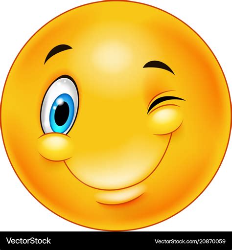 Cute Smiling And Winking Emoticon Stock Vector Illustration Of Button 79f