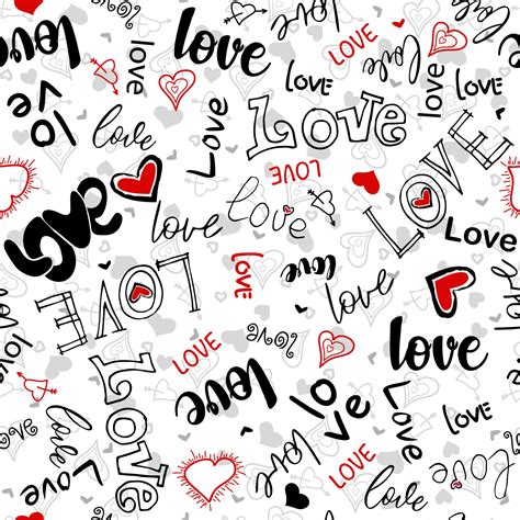 Illustration With Hearts With The Words Love Seamless Romantic Pattern 2188214 Vector Art At