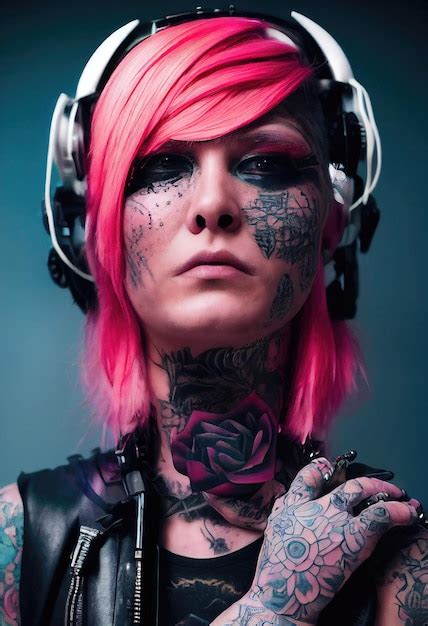 Premium Ai Image Realistic Portrait Of A Fictional Punk Girl With