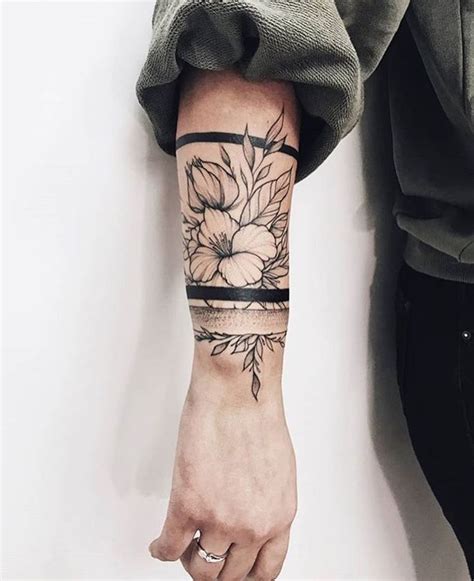 Flower Band Tattoo On Wrist Hand Tattoos Band Tattoo Tattoos