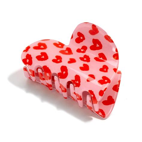 valentine s day heart hair clip with printed heart details claw clip approximately 2 5 l