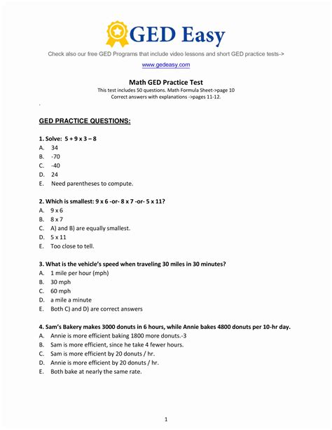 Ged Practice Test Printable Pdf Printable World Holiday