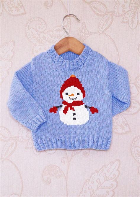 Intarsia Snowman Chart Childrens Jumper Knitting Pattern By