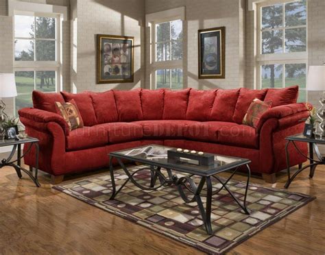 red fabric modern pc sectional sofa wwooden legs