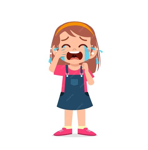 Premium Vector Cute Little Girl With Crying And Tantrum Expression