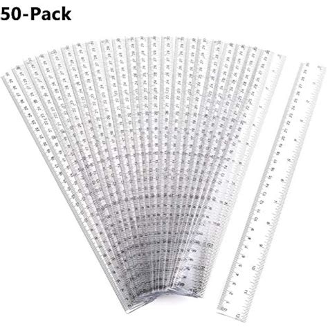 lawei 50 pack clear plastic ruler 12 inch straight flexible inches metric tool ebay