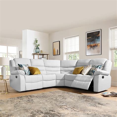 Sorrento Recliner Corner Sofa Light Grey Classic Faux Leather Only £