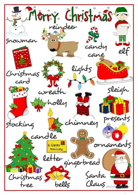 Merry Christmas Pictionary Worksheet Free Esl Printable Worksheets