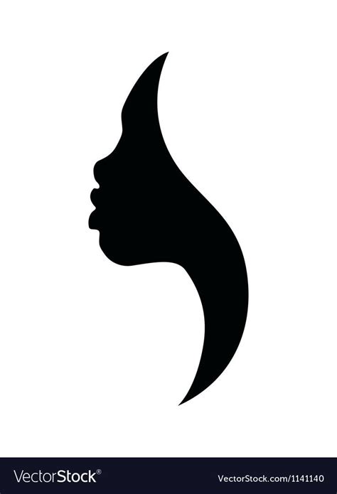 African American Woman Face Profile Black Sign On White Background