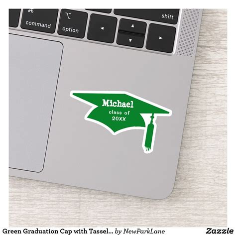 Green Graduation Cap With Tassel Name Class Of Sticker Graduation