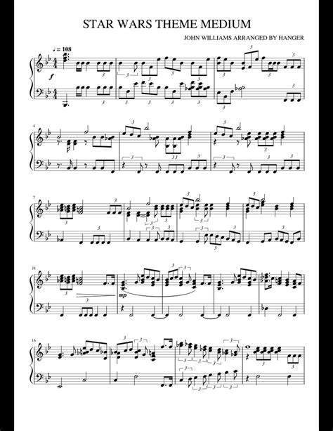 Choose from star wars sheet music for such popular songs as star wars (main theme), the imperial march, and the force theme. STAR WARS THEME MEDIUM sheet music for Piano download free in PDF or MIDI