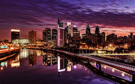 Philadelphia Nightscapes American Cities Pennsylvania America